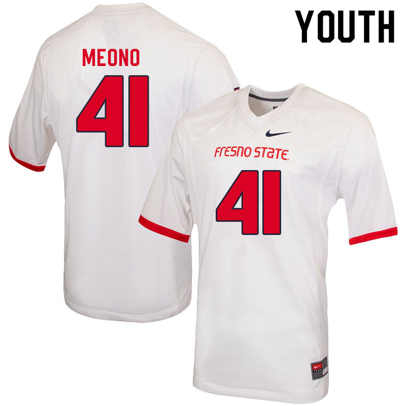 Youth #41 Andre Meono Fresno State Bulldogs College Football Jerseys Sale-White - Click Image to Close